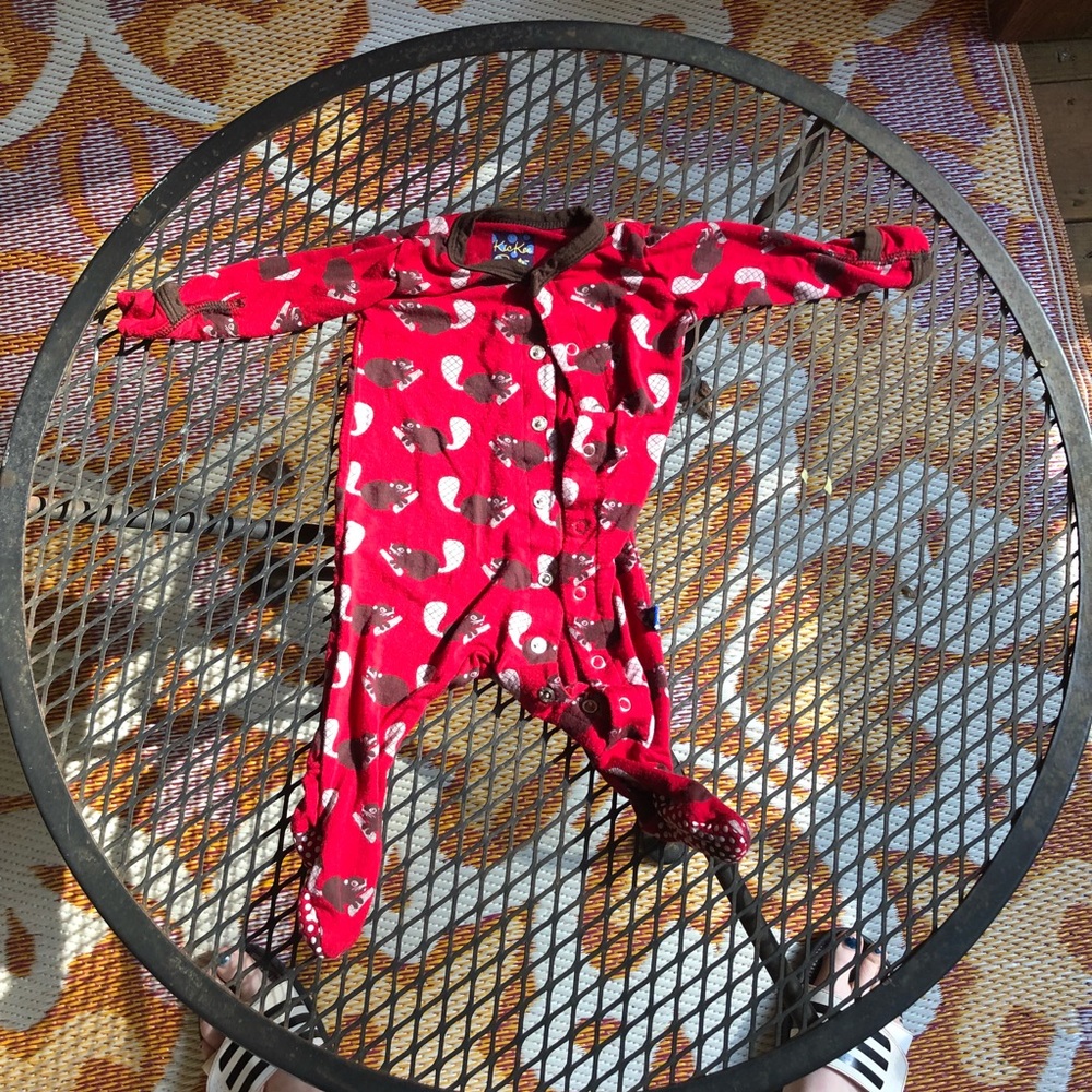 Kickee Pants Footie Pajamas NB Beaver print